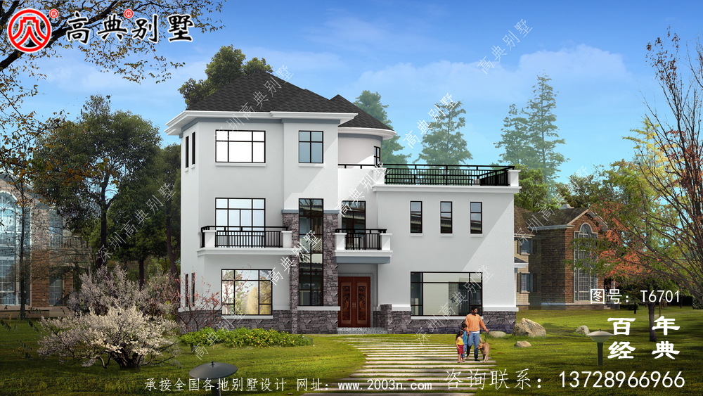 現代三層別墅設計效果圖_農村三層自建房設計圖