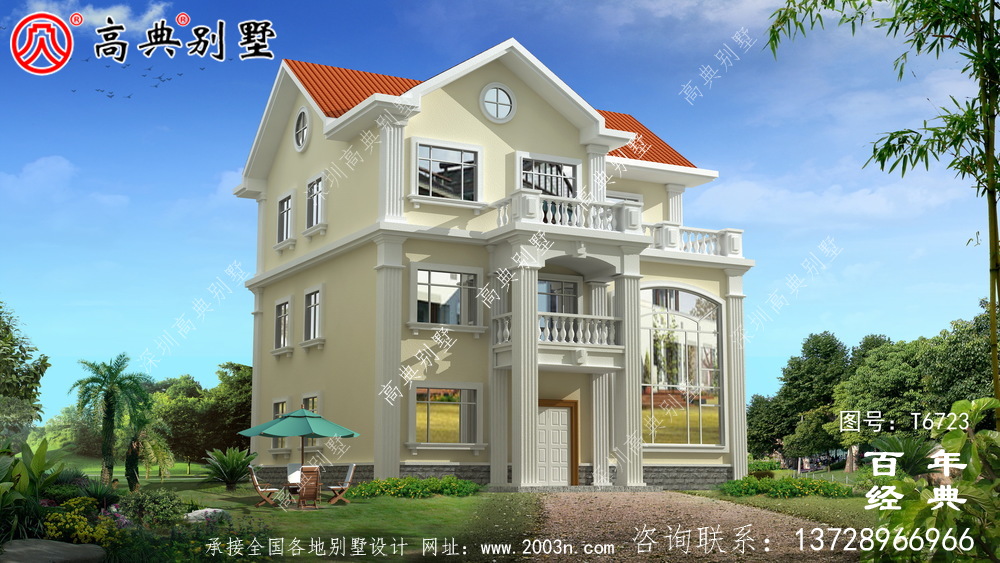 復式三層歐式別墅設計圖紙及效果圖_農村三層自建房設計圖