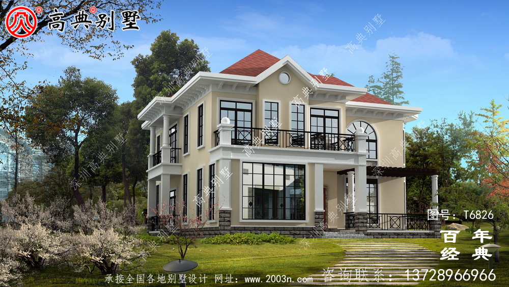 精致两层欧式别墅图纸及效果图_农村两层自建房设计图