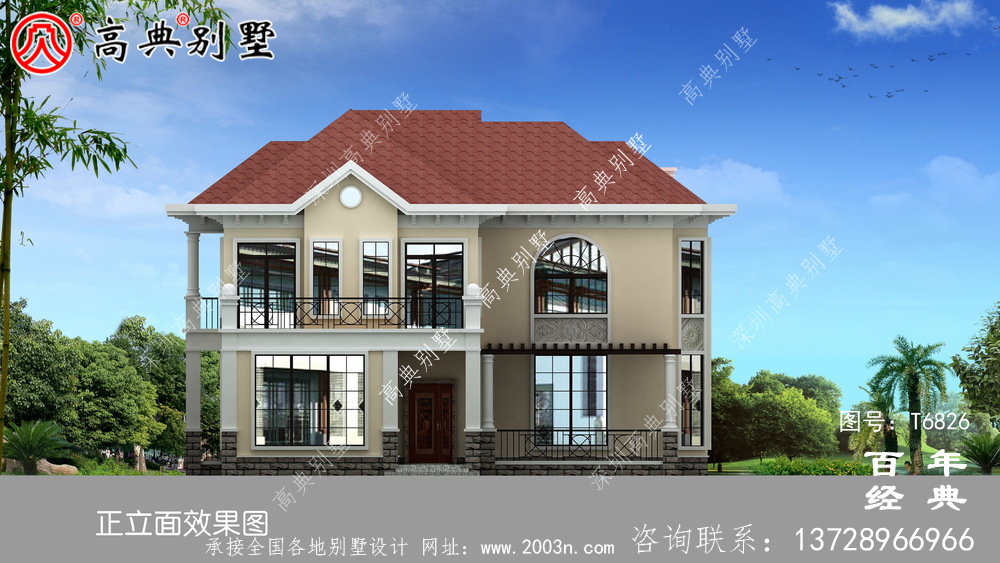 精致两层欧式别墅图纸及效果图_农村两层自建房设计图