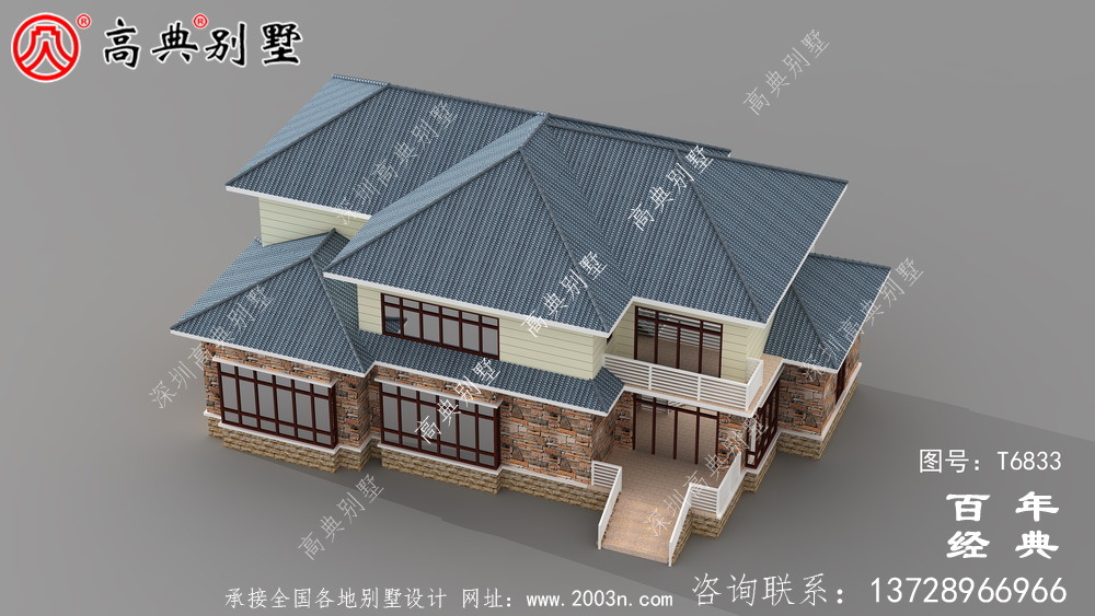 二层欧式别墅外观效果图_农村两层自建房设计图