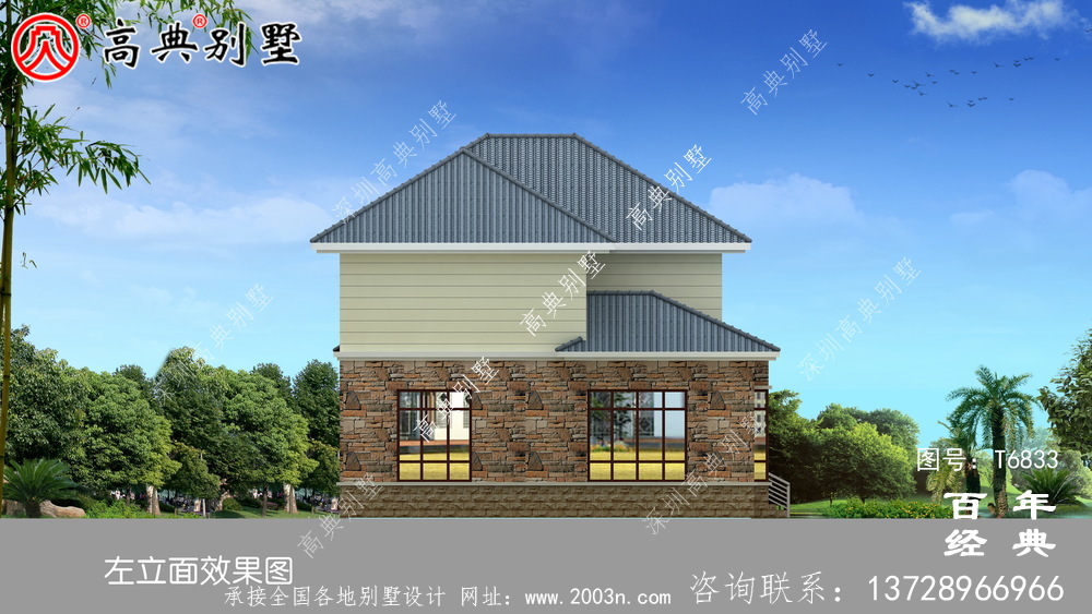 二层欧式别墅外观效果图_农村两层自建房设计图