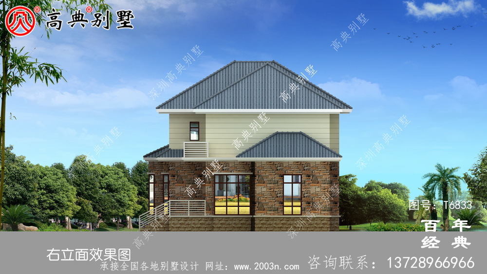 二层欧式别墅外观效果图_农村两层自建房设计图