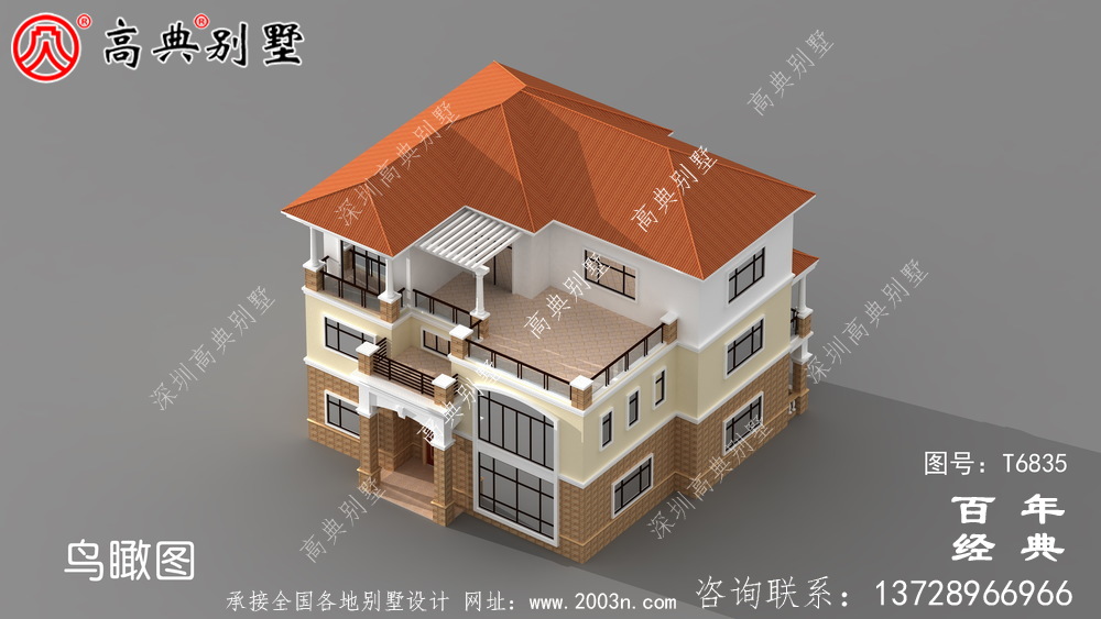 三層帶車庫歐式別墅圖紙及效果圖_農村三層自建房設計圖