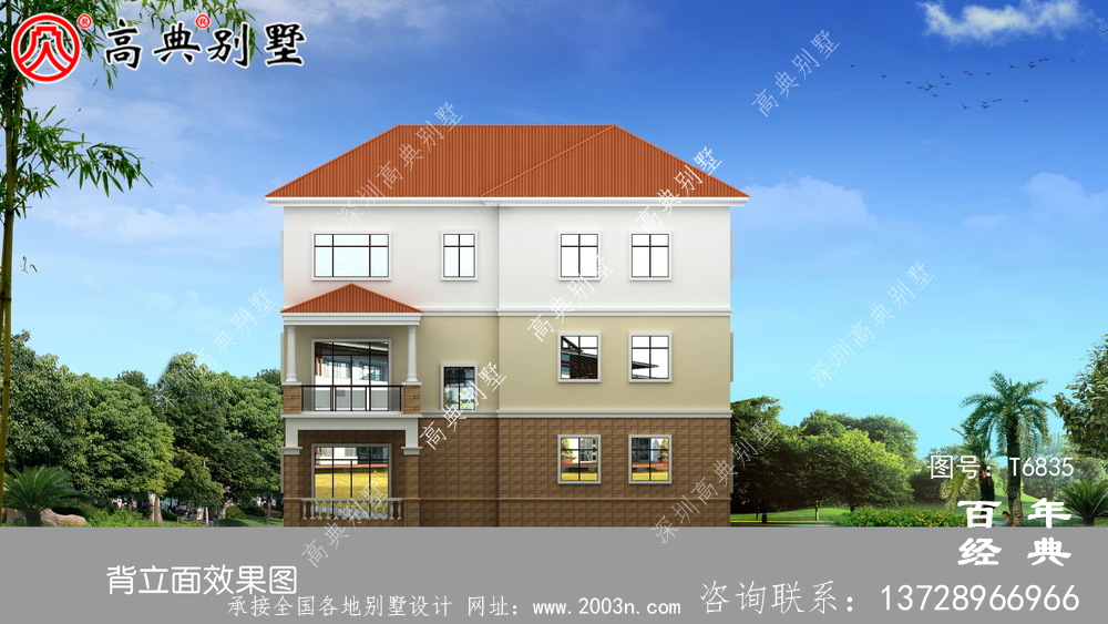 三層帶車庫歐式別墅圖紙及效果圖_農村三層自建房設計圖