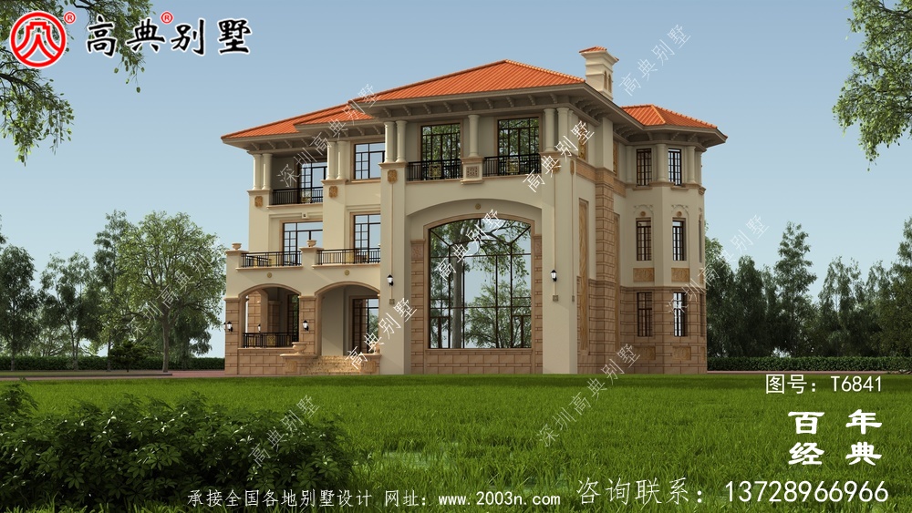 奢華三層歐式別墅圖紙及效果圖_農村三層自建房設計圖