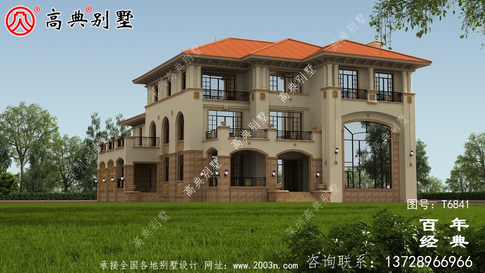 奢華三層歐式別墅圖紙及效果圖_農村三層自建房設計圖