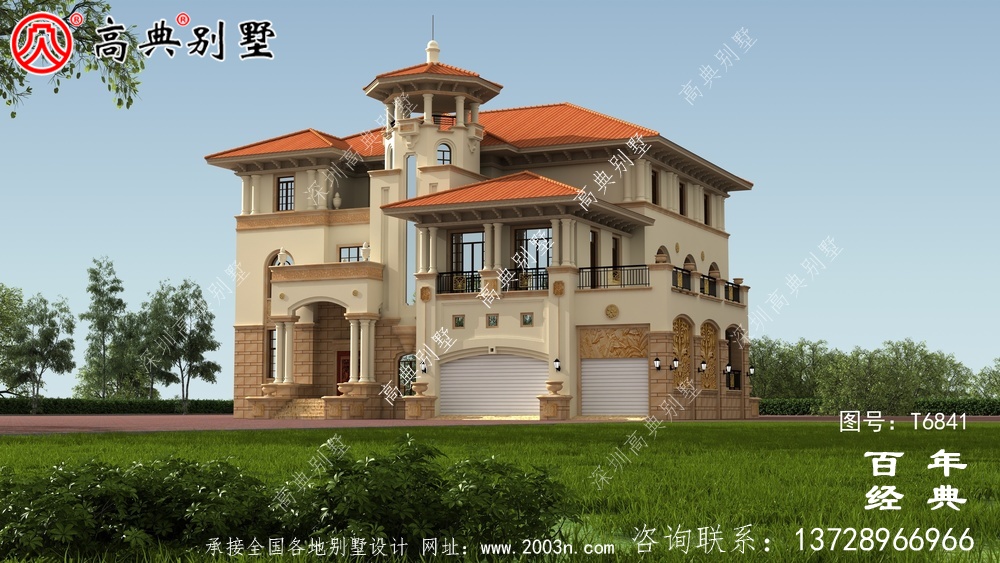 奢華三層歐式別墅圖紙及效果圖_農村三層自建房設計圖