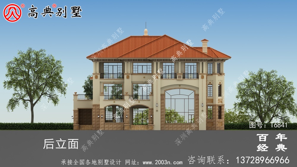 奢華三層歐式別墅圖紙及效果圖_農村三層自建房設計圖