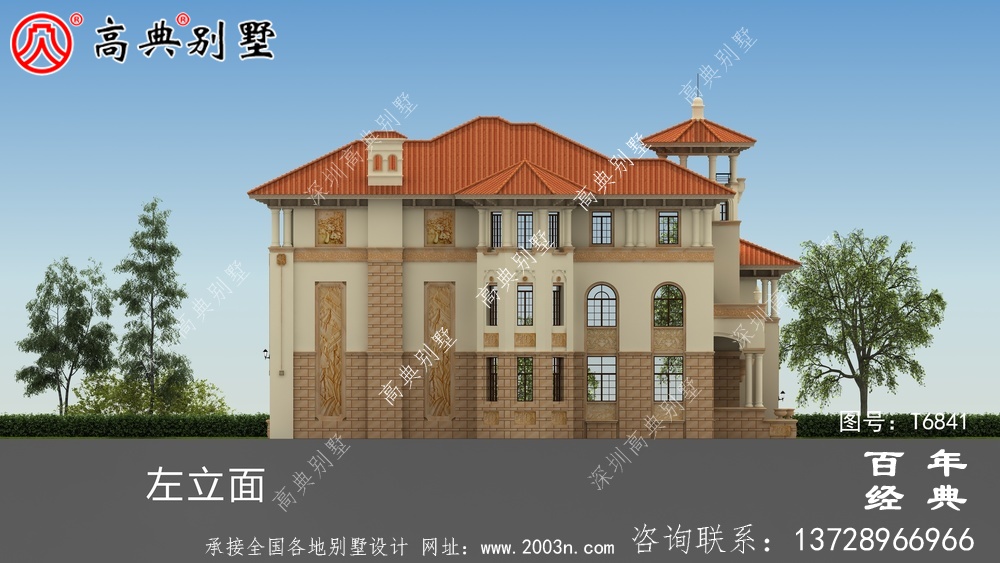 奢華三層歐式別墅圖紙及效果圖_農村三層自建房設計圖
