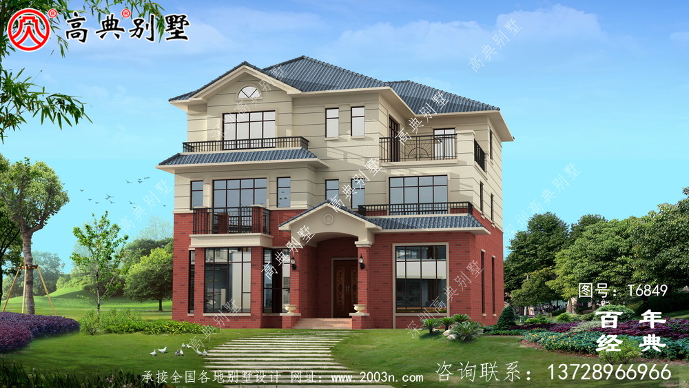 田園風(fēng)三層歐式別墅圖紙及效果圖_農(nóng)村三層自建房設(shè)計(jì)圖