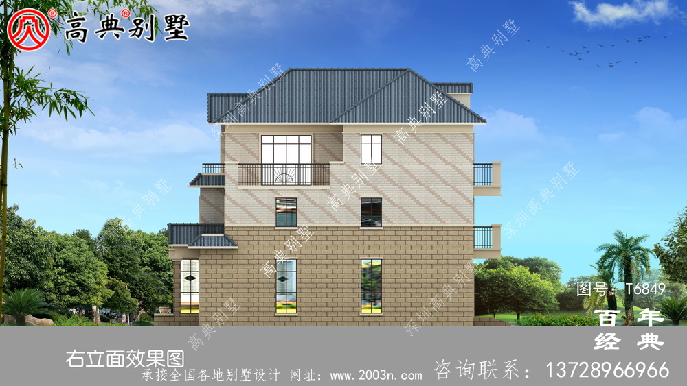 田園風(fēng)三層歐式別墅圖紙及效果圖_農(nóng)村三層自建房設(shè)計(jì)圖