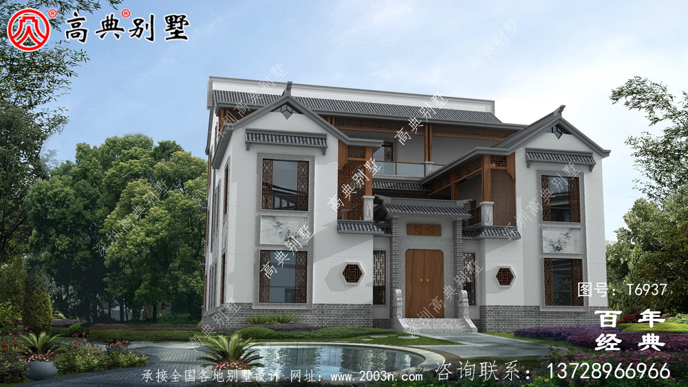 新中式实用三层乡村建造房屋设计图纸_乡村别墅设计图
