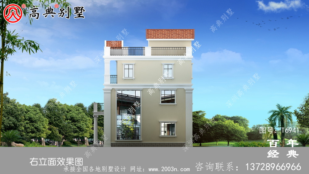 三层大复式欧式双拼别墅_农村三层自建房设计图