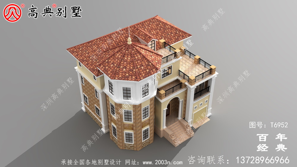 新欧式三层别墅设计效果图及施工图_农村别墅设计图纸