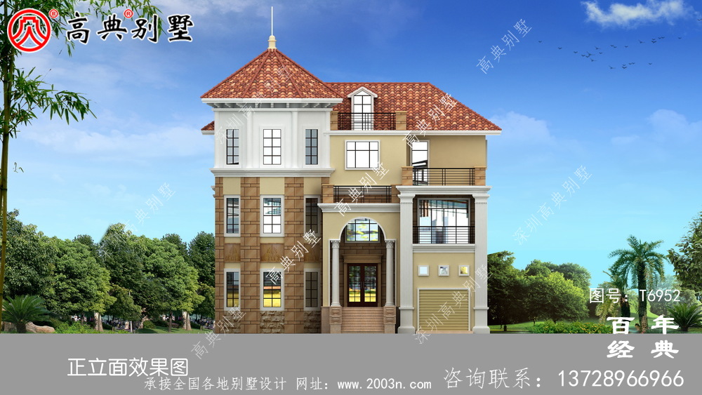 新欧式三层别墅设计效果图及施工图_农村别墅设计图纸