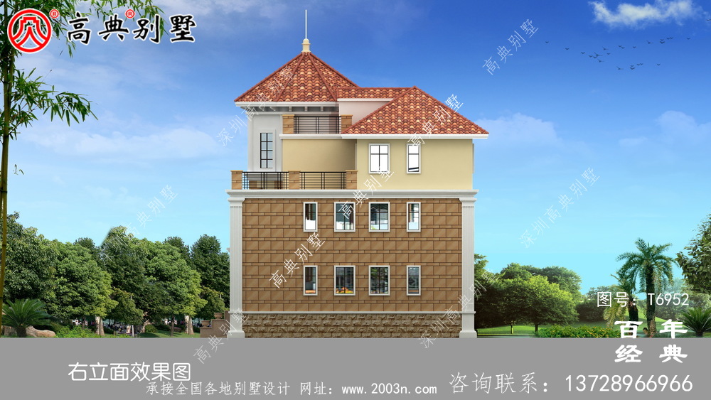 新欧式三层别墅设计效果图及施工图_农村别墅设计图纸