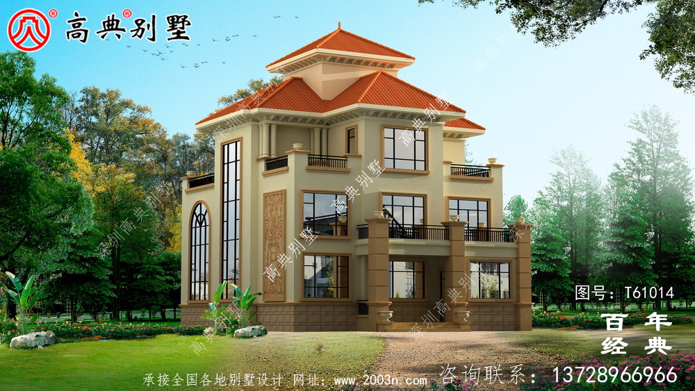 奢華四層歐式復式別墅施工圖紙_鄉村四層別墅設計圖紙