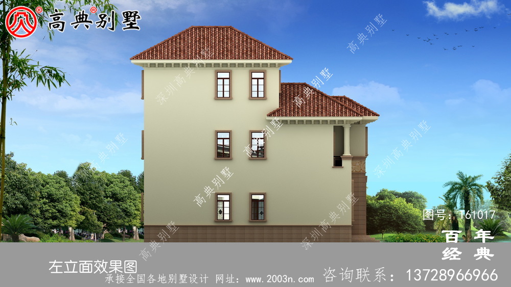 欧式三层舒适复式别墅带露台设计图和效果图_乡村三层别墅设计图