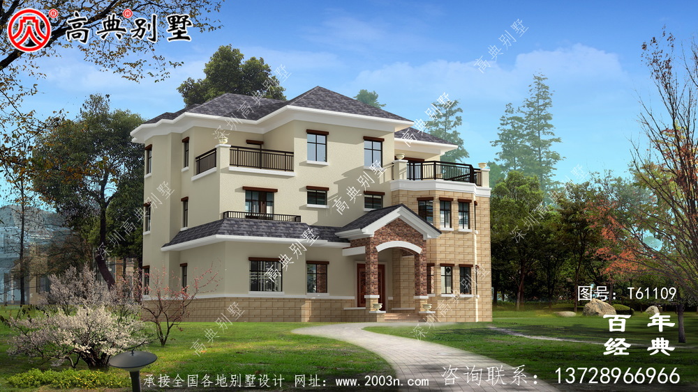 歐式三層簡歐別墅設計圖紙_農村三層別墅設計