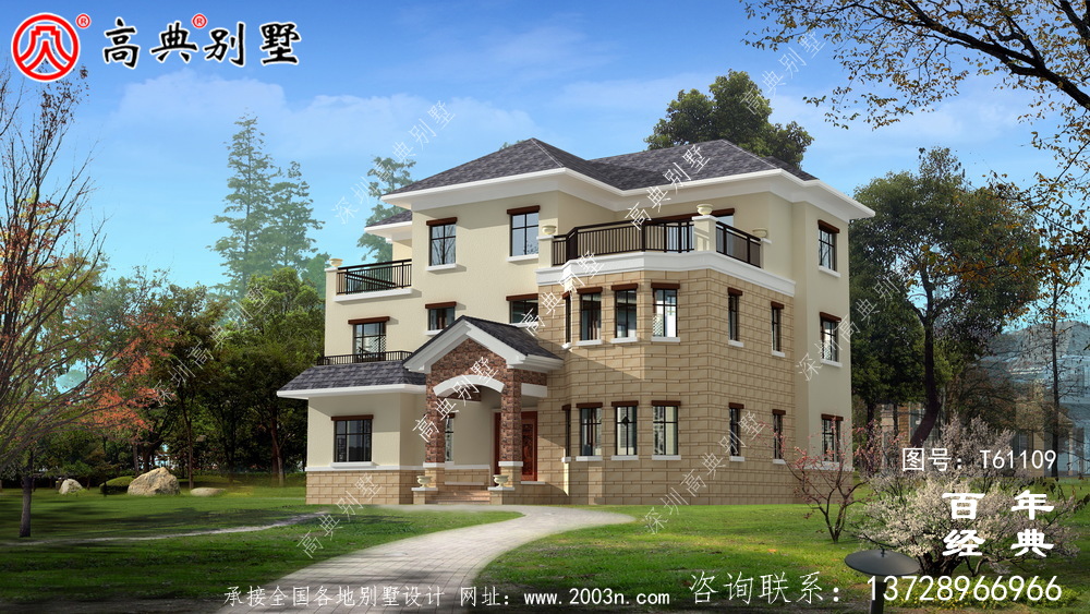 歐式三層簡歐別墅設計圖紙_農村三層別墅設計
