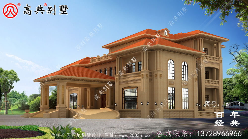 頂級歐式別墅會所式住宅效果圖_農村三層別墅設計
