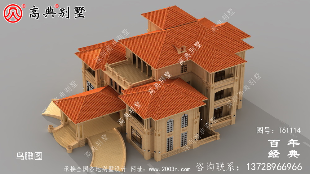 頂級歐式別墅會所式住宅效果圖_農村三層別墅設計