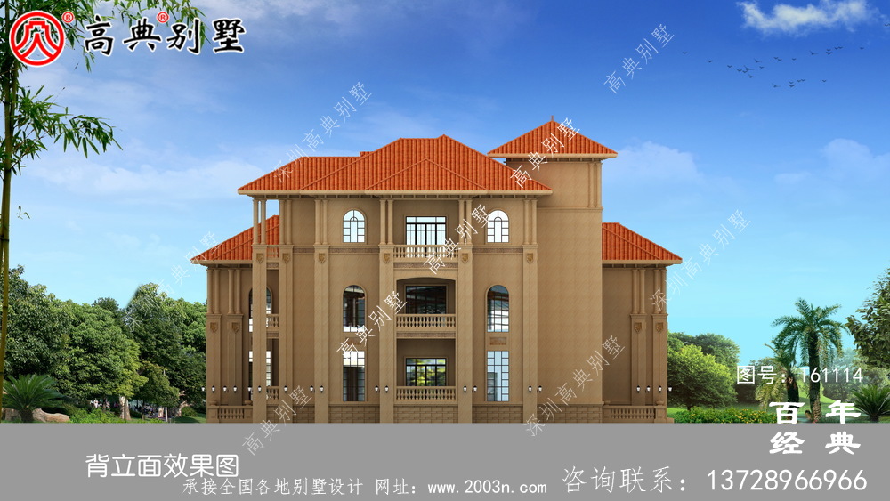 頂級歐式別墅會所式住宅效果圖_農村三層別墅設計