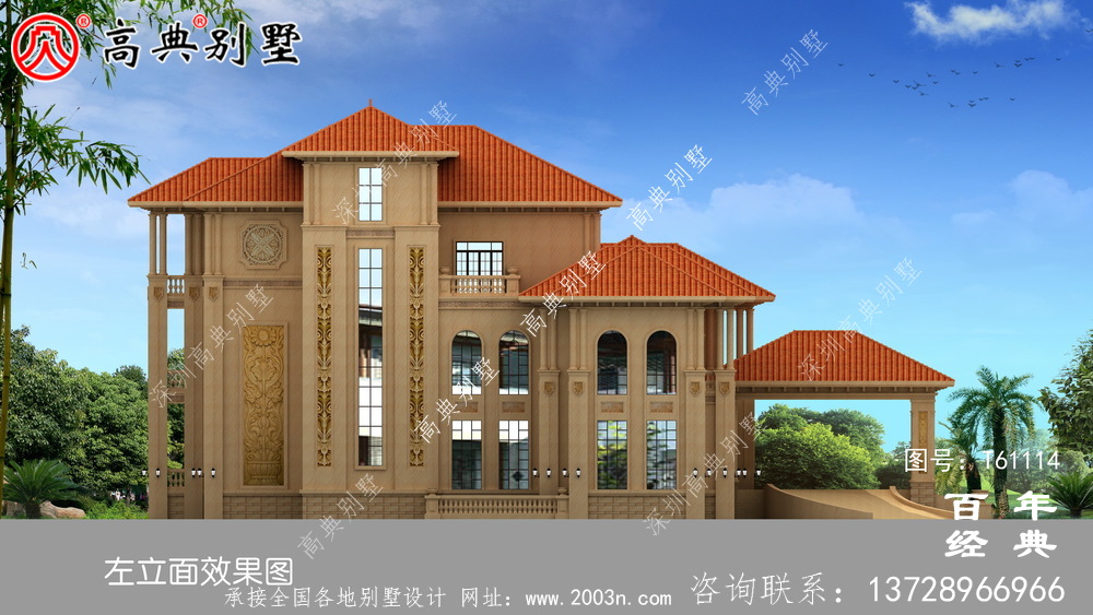 頂級歐式別墅會所式住宅效果圖_農村三層別墅設計