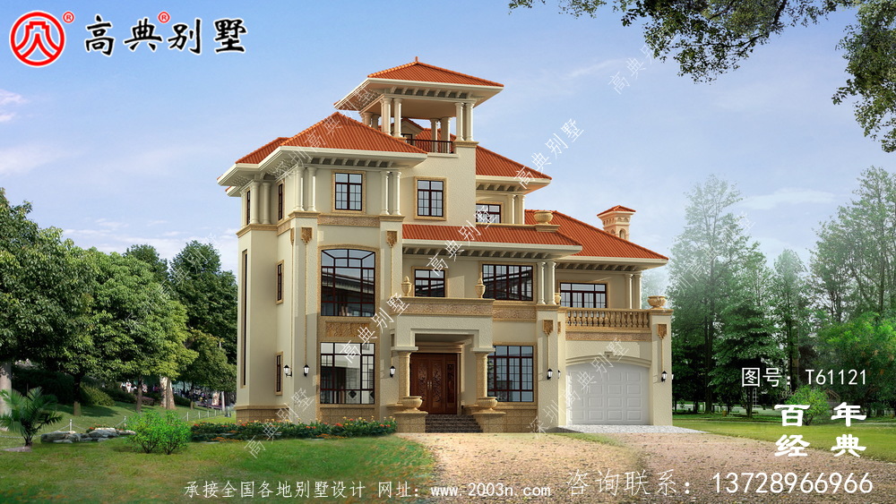 三層帶車庫農村自建房別墅設計圖紙_農村三層房屋設計