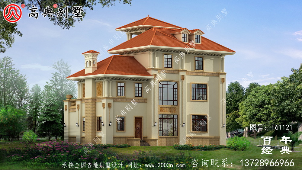三層帶車庫農村自建房別墅設計圖紙_農村三層房屋設計
