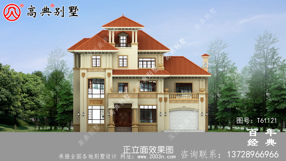 三層帶車庫農村自建房別墅設計圖紙_農村三層房屋設計