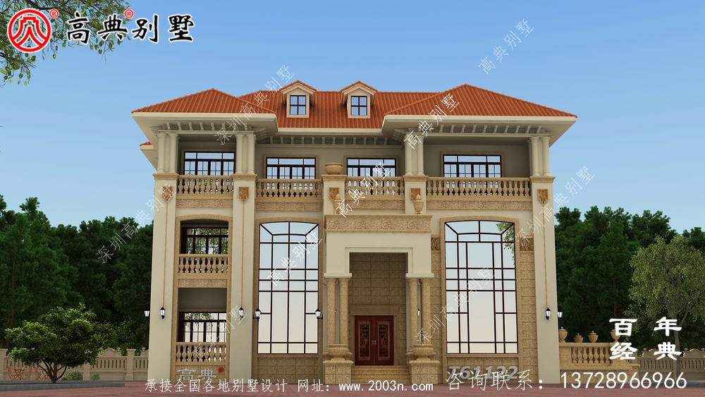 歐式三層別墅設計效果圖_農村別墅設計