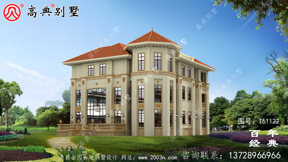 歐式三層別墅設計效果圖_農村別墅設計