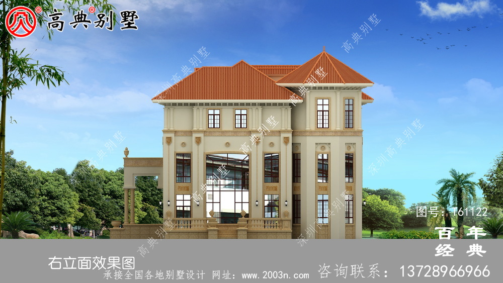 歐式三層別墅設計效果圖_農村別墅設計
