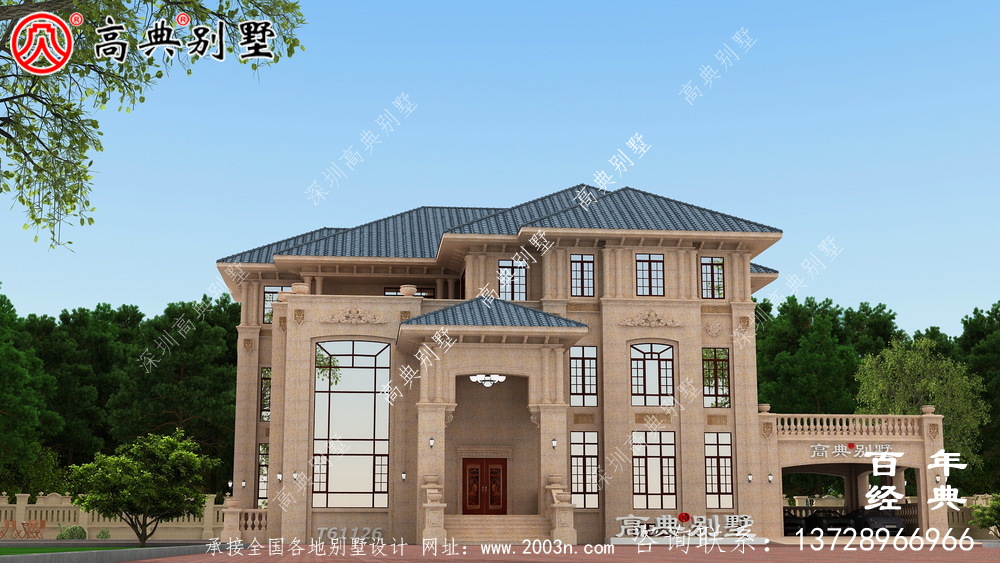 復式純石材三層別墅設計圖紙_農村三層房屋設計