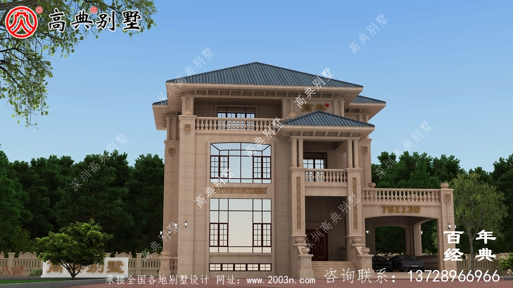 豪華三層石材別墅建筑設(shè)計(jì)圖紙_農(nóng)村三層房屋設(shè)計(jì)