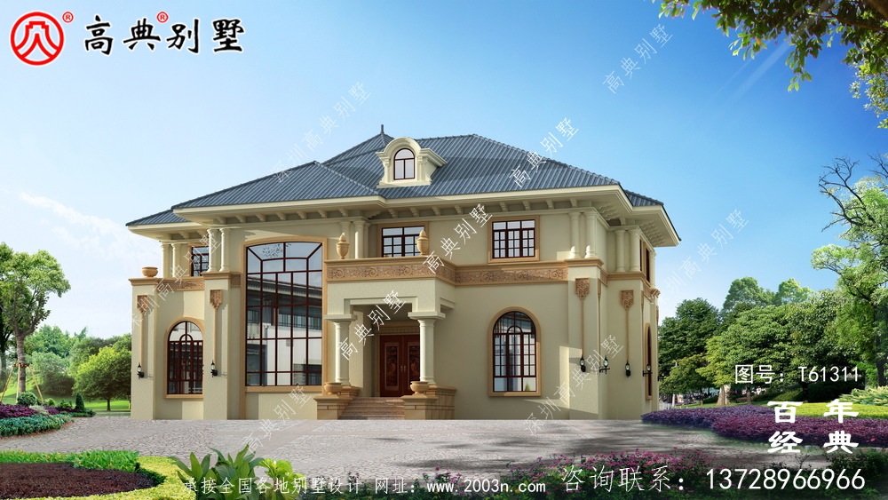 新農村復式兩層歐式別墅設計圖紙_農村兩層自建房屋設計圖