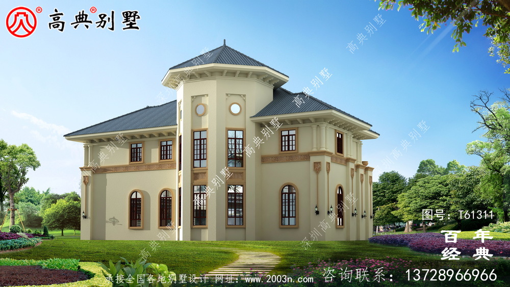 新農村復式兩層歐式別墅設計圖紙_農村兩層自建房屋設計圖