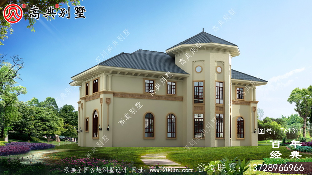 新農村復式兩層歐式別墅設計圖紙_農村兩層自建房屋設計圖
