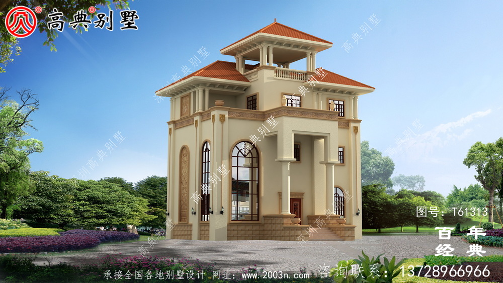 复式三层带露台别墅设计施工图纸及效果图_农村房屋设计图纸