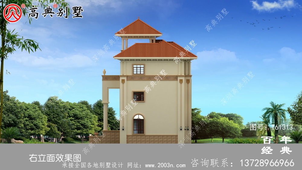 复式三层带露台别墅设计施工图纸及效果图_农村房屋设计图纸
