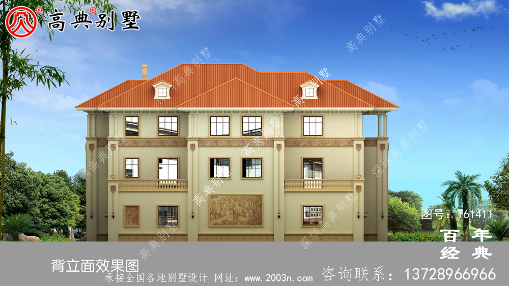 復式三層豪華別墅外觀效果圖大全_三層別墅設計圖紙