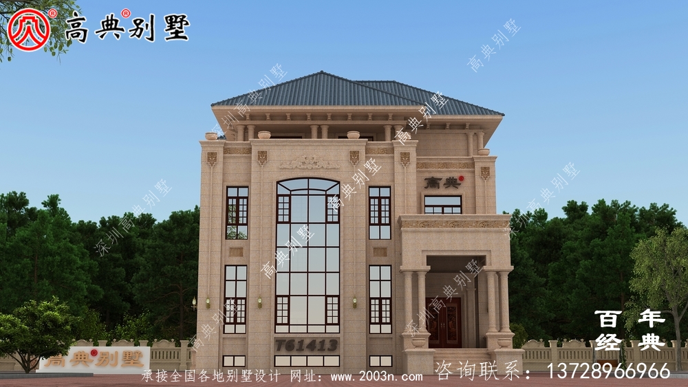 復式三層歐式別墅施工圖紙及效果圖大全_農村三層自建房屋設計圖