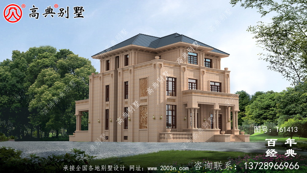 復式三層歐式別墅施工圖紙及效果圖大全_農村三層自建房屋設計圖