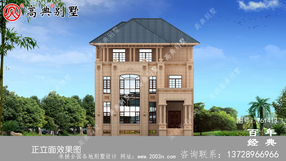復式三層歐式別墅施工圖紙及效果圖大全_農村三層自建房屋設計圖