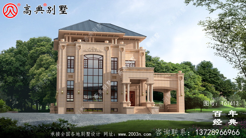 復式三層歐式別墅施工圖紙及效果圖大全_農村三層自建房屋設計圖