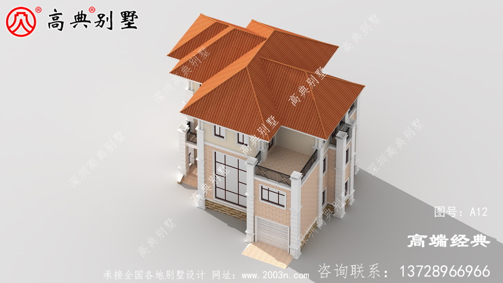 奢华不浮夸的欧式三层别墅设计效果图,带挑空大厅落地窗