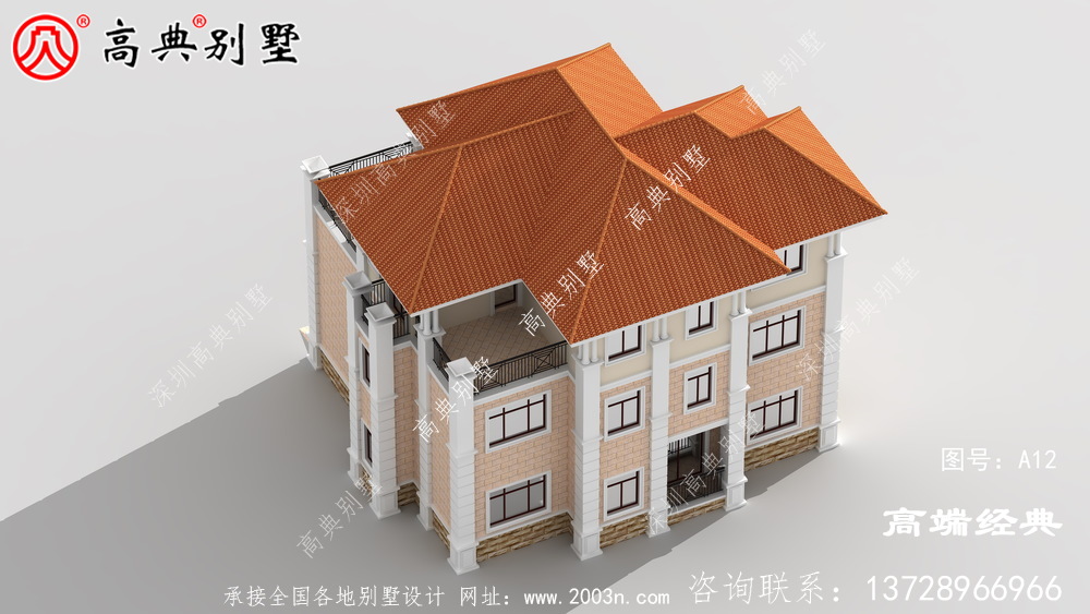 奢华不浮夸的欧式三层别墅设计效果图,带挑空大厅落地窗