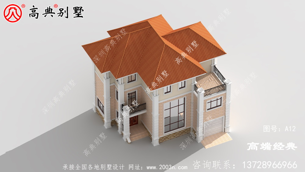奢华不浮夸的欧式三层别墅设计效果图,带挑空大厅落地窗